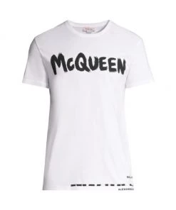 Alexander McQueen Graffiti T-Shirt For Men White Mix -Alexander McQueen Elegant store unnamed file 152