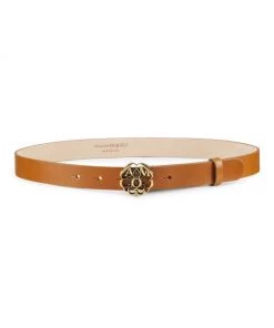 Alexander McQueen Seal Buckle Leather Belt Tan -Alexander McQueen Elegant store unnamed file 1523