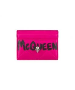 Alexander McQueen Graffiti Logo Quilted Leather Card Holder