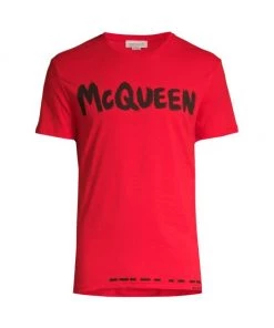 Alexander McQueen Graffiti T-Shirt For Men White Mix -Alexander McQueen Elegant store unnamed file 153