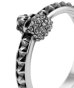 Alexander McQueen Antique Silvertone & Crystal Pavé Thin Skull Ring -Alexander McQueen Elegant store unnamed file 1563