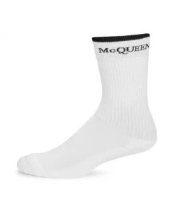 Alexander McQueen Reversible Logo Mid-Calf Socks For Men Black -Alexander McQueen Elegant store unnamed file 1584