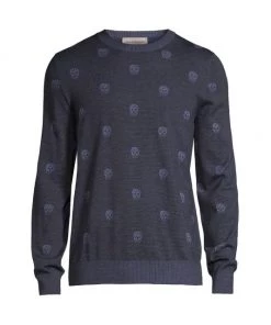 Alexander McQueen Jacquard Wool Skull Sweater For Men
