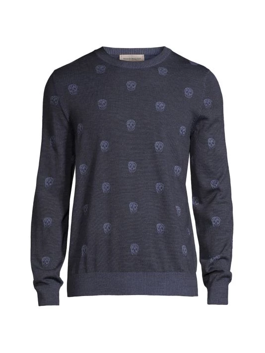 Alexander McQueen Jacquard Wool Skull Sweater For Men 1 Alexander McQueen Jacquard Wool Skull Sweater For Men