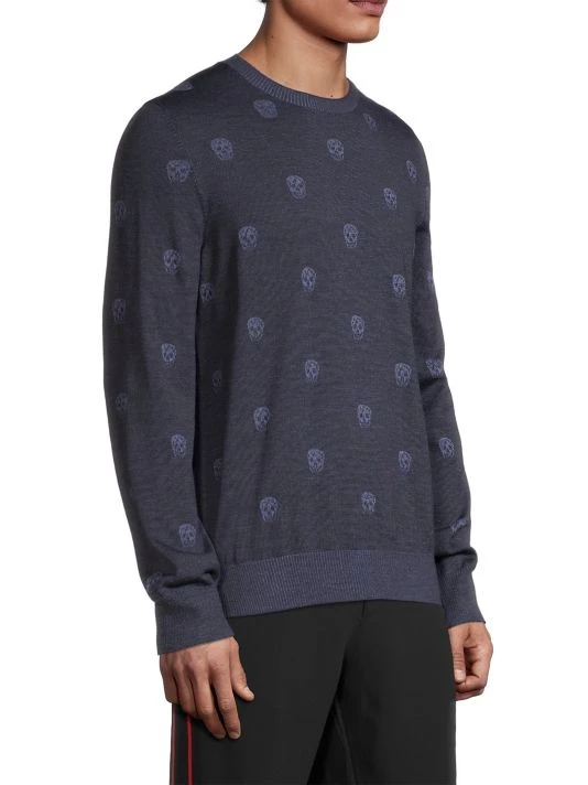Alexander McQueen Jacquard Wool Skull Sweater For Men 4 Alexander McQueen Jacquard Wool Skull Sweater For Men - Image 4