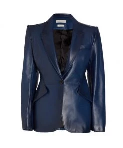 Alexander McQueen Leather Single-Button Blazer