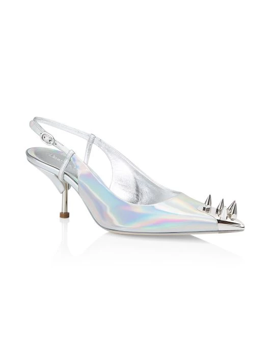 Alexander McQueen Punkstud Metallic Leather Slingback Pumps 2 Alexander McQueen Punkstud Metallic Leather Slingback Pumps - Image 2