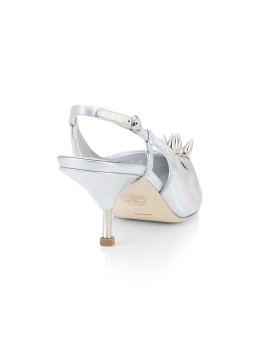 Alexander McQueen Punkstud Metallic Leather Slingback Pumps 3 Alexander McQueen Punkstud Metallic Leather Slingback Pumps - Image 3