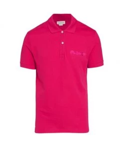 Alexander McQueen Logo Embroidered Polo Shirt For Men Fuchsia Pink