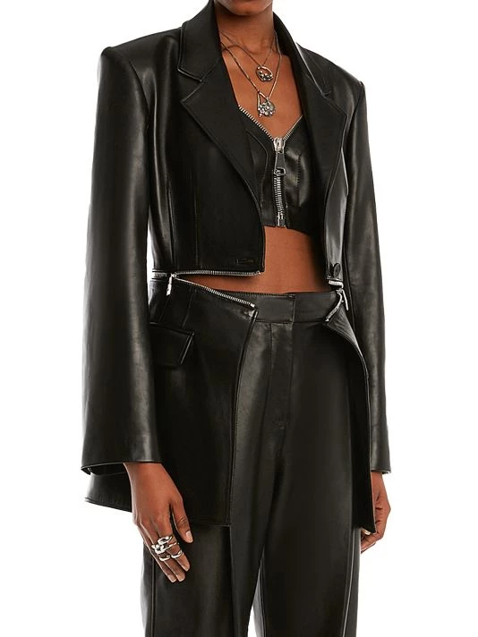 Alexander McQueen Spliced Zip Lamb Leather Jacket 4 Alexander McQueen Spliced Zip Lamb Leather Jacket - Image 4