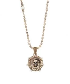 Alexander McQueen Goldtone Crystal & Faux Pearl Skull Medallion Necklace