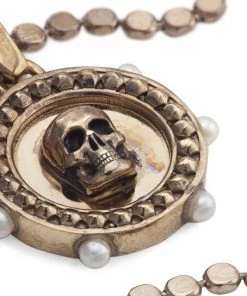 Alexander McQueen Goldtone Crystal & Faux Pearl Skull Medallion Necklace -Alexander McQueen Elegant store unnamed file 1689