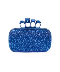 Alexander McQueen Four-Ring Crystal-Embellished Box Clutch