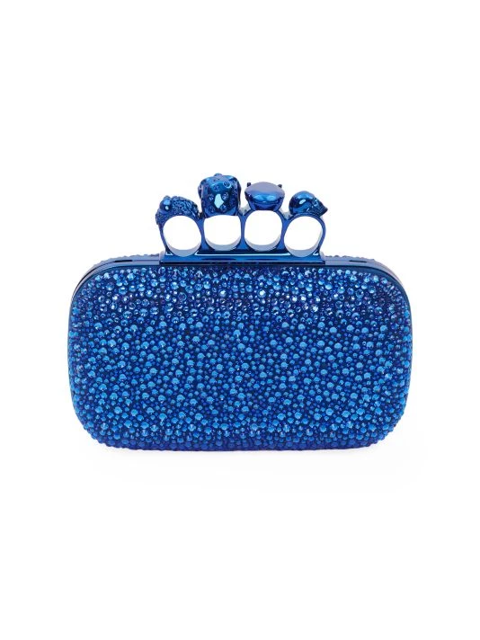 Alexander McQueen Four-Ring Crystal-Embellished Box Clutch 1 Alexander McQueen Four-Ring Crystal-Embellished Box Clutch