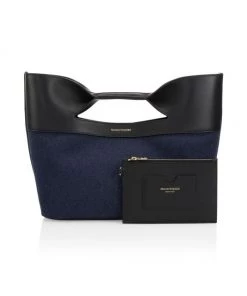Alexander McQueen The Small Bow Denim & Leather Top Handle Bag -Alexander McQueen Elegant store unnamed file 1718