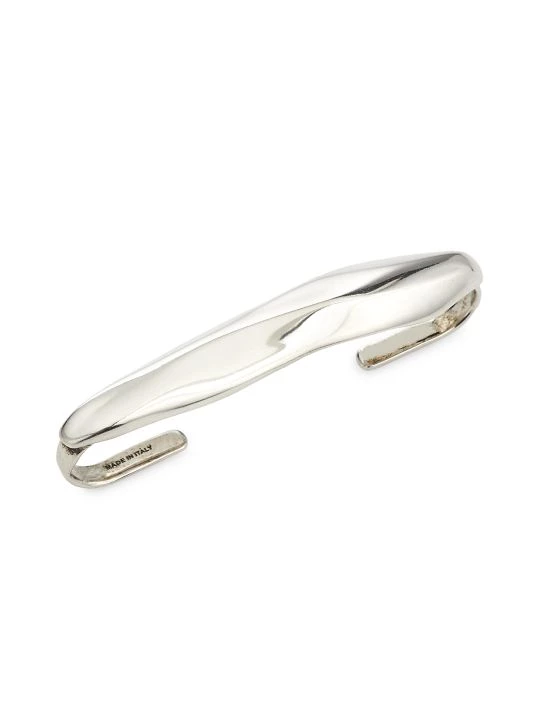 Alexander McQueen Molten Silvertone Top Bar Earring For Men 1 Alexander McQueen Molten Silvertone Top Bar Earring For Men