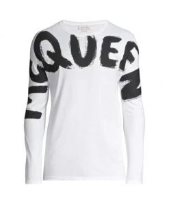 Alexander McQueen Graffiti Print Long-Sleeve T-Shirt For Men