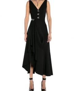 Alexander McQueen Sleeveless Draped Midi-Dress -Alexander McQueen Elegant store unnamed file 1730