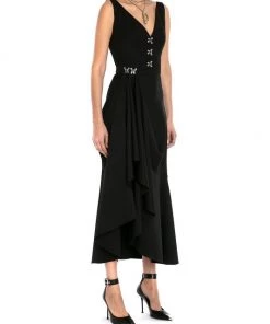 Alexander McQueen Sleeveless Draped Midi-Dress -Alexander McQueen Elegant store unnamed file 1731