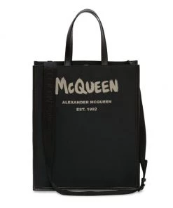 Alexander McQueen Graffiti Logo Tote Bag For Men