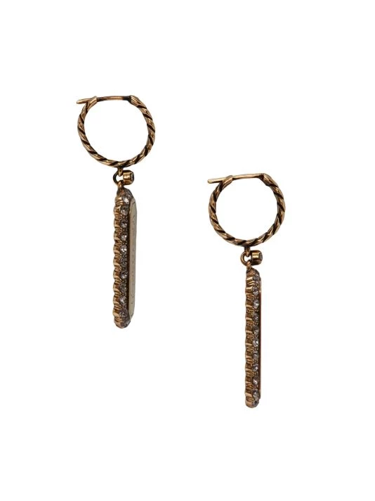 Alexander McQueen Goldtone Rhinestone Pavé Chain Hoop Earrings 2 Alexander McQueen Goldtone Rhinestone Pavé Chain Hoop Earrings - Image 2