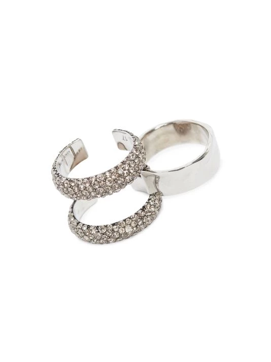 Alexander McQueen Silvertone & Swarovski® Crystals Stacked Double Ring 2 Alexander McQueen Silvertone & Swarovski® Crystals Stacked Double Ring - Image 2