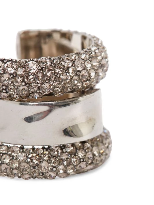 Alexander McQueen Silvertone & Swarovski® Crystals Stacked Double Ring 3 Alexander McQueen Silvertone & Swarovski® Crystals Stacked Double Ring - Image 3