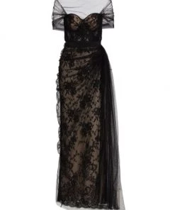 Alexander McQueen Floral Lace Draped Dress
