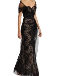 Alexander McQueen Floral Lace Draped Dress -Alexander McQueen Elegant store unnamed file 1788