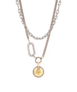 Alexander McQueen Punk Two-Tone Double-Chain Pendant Necklace