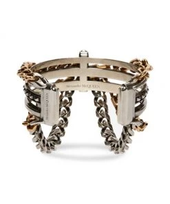 Alexander McQueen Punk Two-Tone Chain Cuff -Alexander McQueen Elegant store unnamed file 1813
