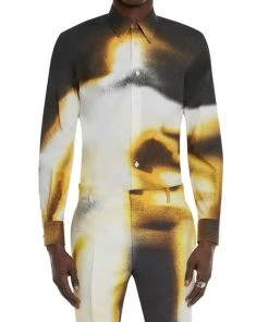 Alexander McQueen Spray Paint Button-Up Shirt For Men -Alexander McQueen Elegant store unnamed file 1816