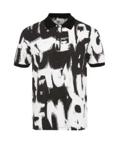Alexander McQueen Graffiti Logo Print Polo Shirt For Men