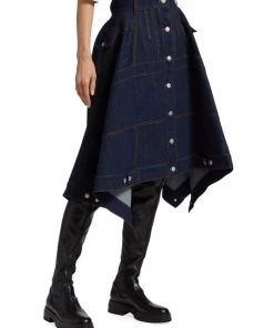 Alexander McQueen Denim Flared Midi-Skirt -Alexander McQueen Elegant store unnamed file 1843