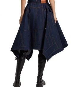 Alexander McQueen Denim Flared Midi-Skirt -Alexander McQueen Elegant store unnamed file 1844
