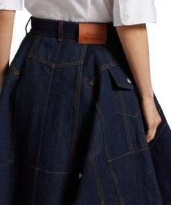 Alexander McQueen Denim Flared Midi-Skirt -Alexander McQueen Elegant store unnamed file 1845