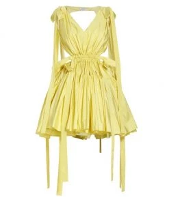 Alexander McQueen Tie-Shoulder Gathered Minidress
