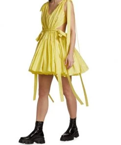 Alexander McQueen Tie-Shoulder Gathered Minidress -Alexander McQueen Elegant store unnamed file 1864