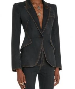 Alexander McQueen Denim One-Button Jacket -Alexander McQueen Elegant store unnamed file 1875