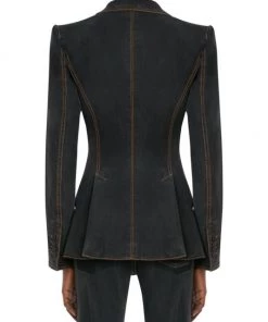 Alexander McQueen Denim One-Button Jacket -Alexander McQueen Elegant store unnamed file 1876