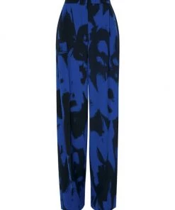 Alexander McQueen High-Waisted Wide-Leg Graffiti-Logo Trousers
