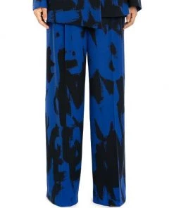 Alexander McQueen High-Waisted Wide-Leg Graffiti-Logo Trousers -Alexander McQueen Elegant store unnamed file 1879