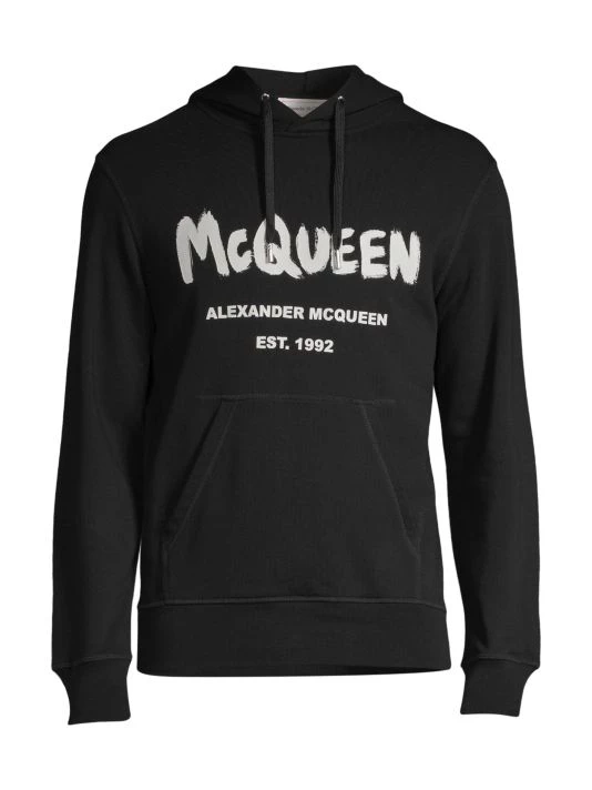 Alexander McQueen Graffiti Print Logo Hoodie For Men Black 3 Alexander McQueen Graffiti Print Logo Hoodie For Men Black - Image 3