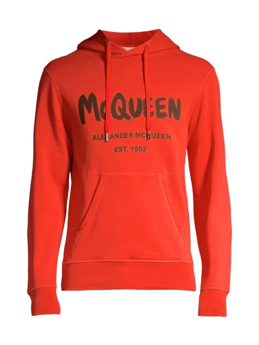 Alexander McQueen Graffiti Print Logo Hoodie For Men Black 4 Alexander McQueen Graffiti Print Logo Hoodie For Men Black - Image 4