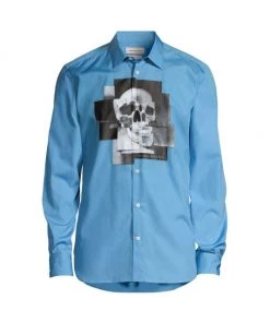 Alexander McQueen Fuxia Skull Button-Front Shirt For Men
