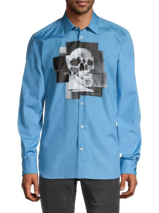 Alexander McQueen Fuxia Skull Button-Front Shirt For Men 3 Alexander McQueen Fuxia Skull Button-Front Shirt For Men - Image 3
