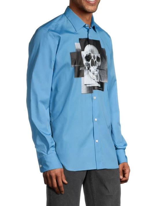 Alexander McQueen Fuxia Skull Button-Front Shirt For Men 4 Alexander McQueen Fuxia Skull Button-Front Shirt For Men - Image 4