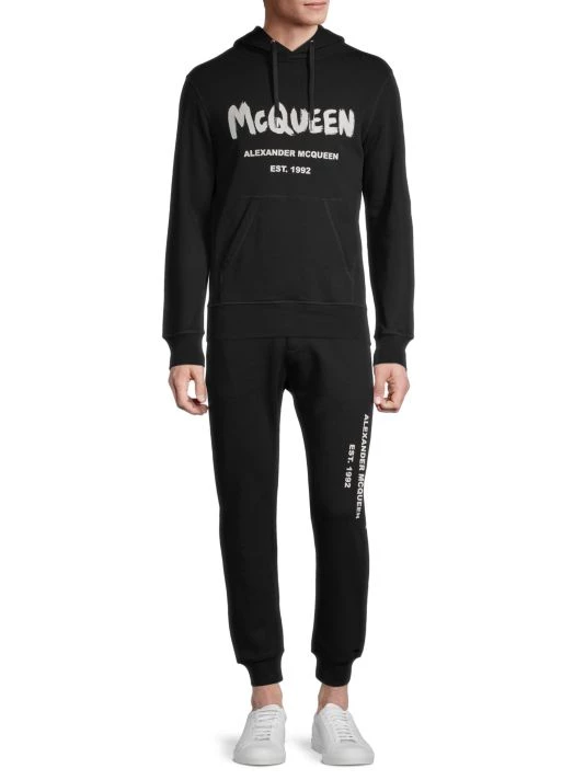 Alexander McQueen Graffiti Print Logo Joggers For Men Black Multi 2 Alexander McQueen Graffiti Print Logo Joggers For Men Black Multi - Image 2