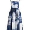 Alexander McQueen Fit & Flare Sky-Graphic Midi-Dress