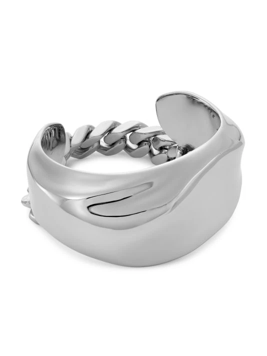 Alexander McQueen Silvertone Crushed-Chain Cuff 1 Alexander McQueen Silvertone Crushed-Chain Cuff